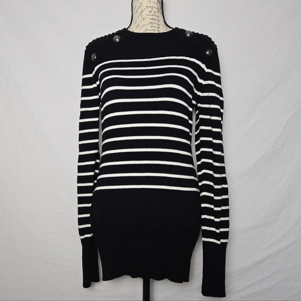 Amélie Boutik Nautical Striped Shoulder Button Sweater - XL